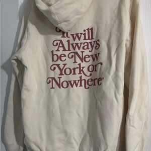 Cream Hoodie with Maroon Text